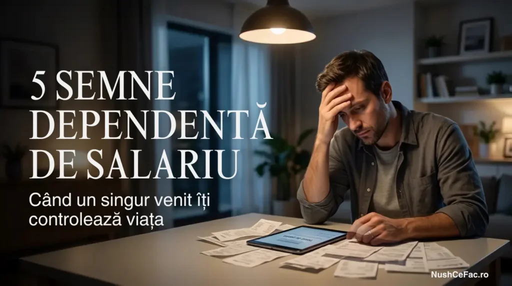 Dependență de salariu ilustrată prin job, frică financiară și un singur venit